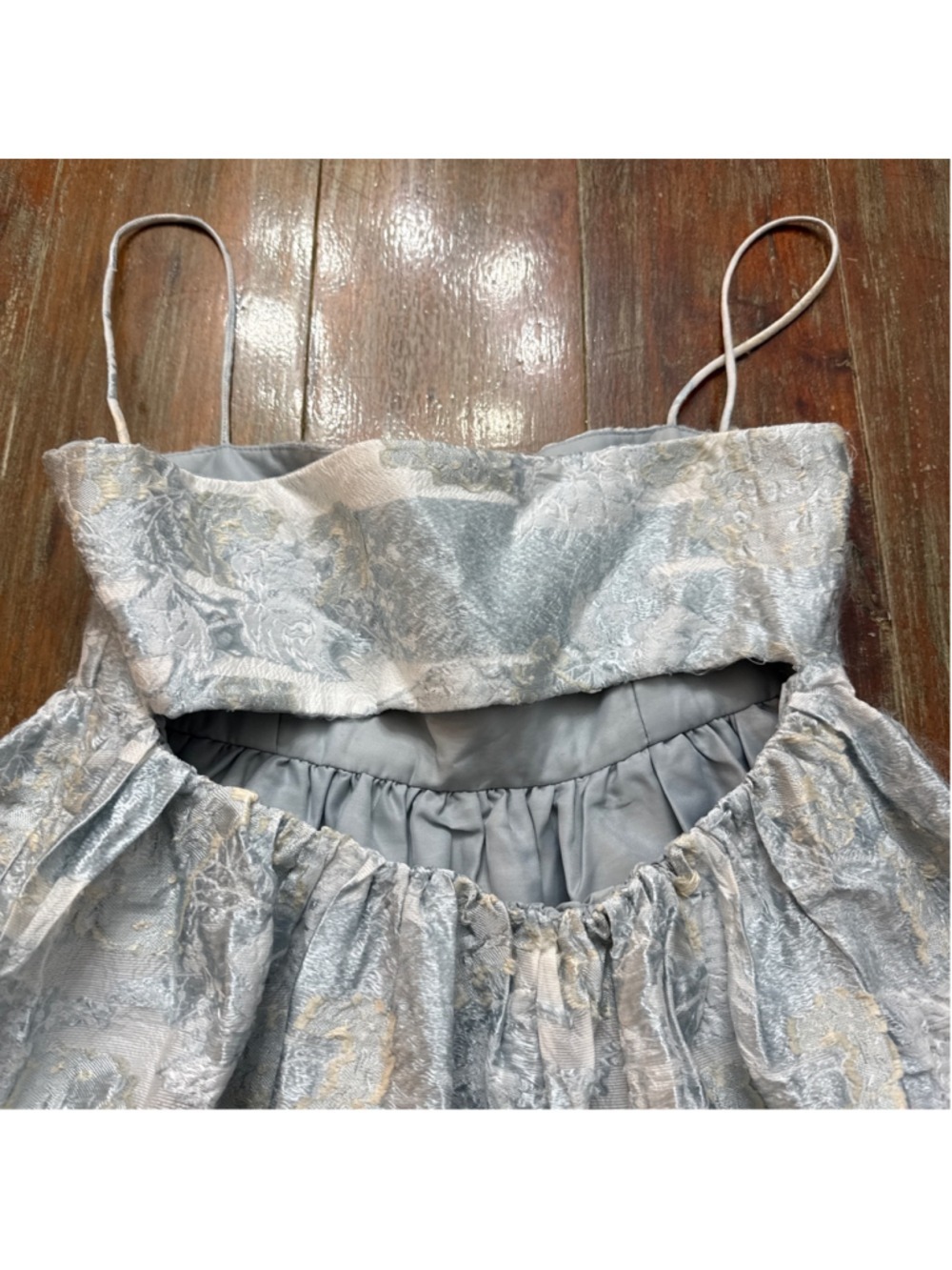 Stine Goya SGHari Cutout Metallic Floral Jacquard Peplum Cami Top Ice Blue XS - Picture 8 of 13
